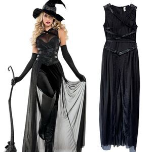 STARLINE Raven Witch Costume Jumpsuit Glitter Mesh Velvet Pant No Accessories